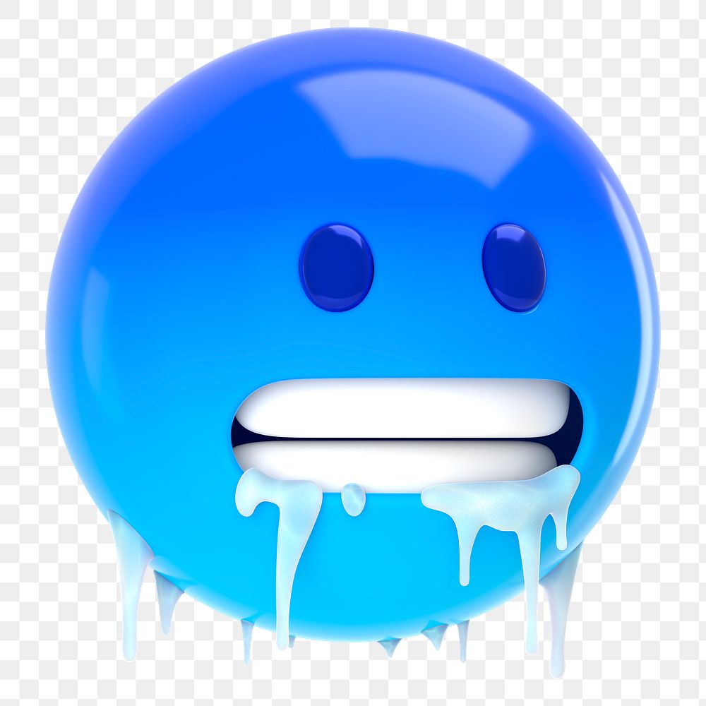 3D emoticon png cold face sticker, transparent background