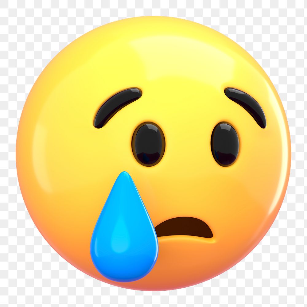 PNG 3D cry face emoticon sticker, transparent background