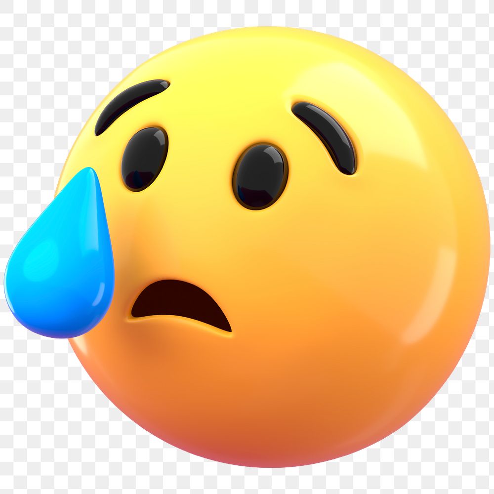 3D emoticon png cry face sticker, transparent background 