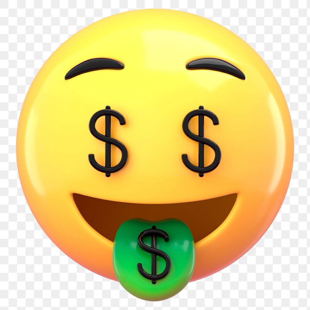 PNG 3D money face emoticon sticker, transparent background