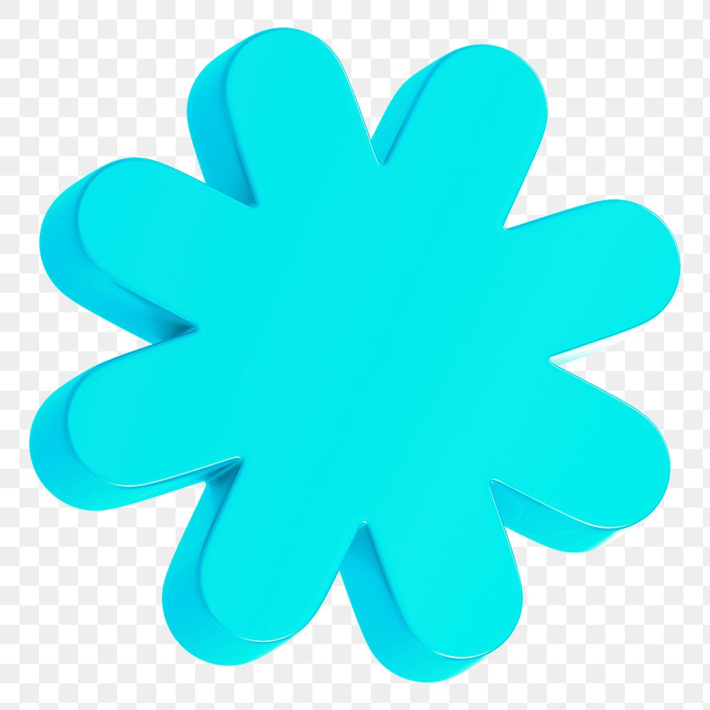 3D blue asterisk png, symbol sticker, transparent background