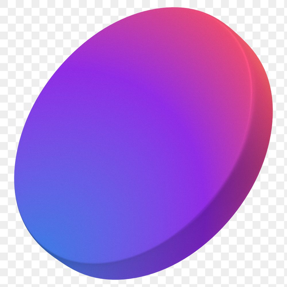 3D round badge png purple gradient sticker, transparent background