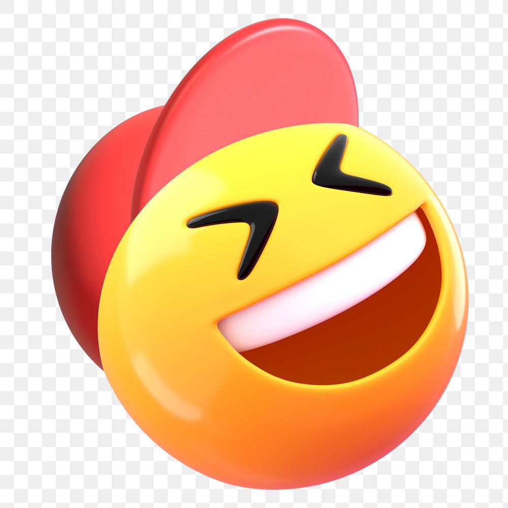 3D emoticon png laughing face sticker, transparent background