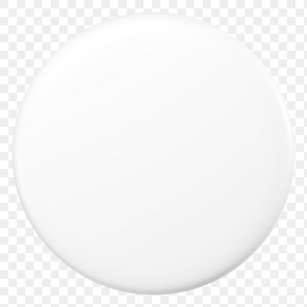 3D white badge png round shape sticker, transparent background