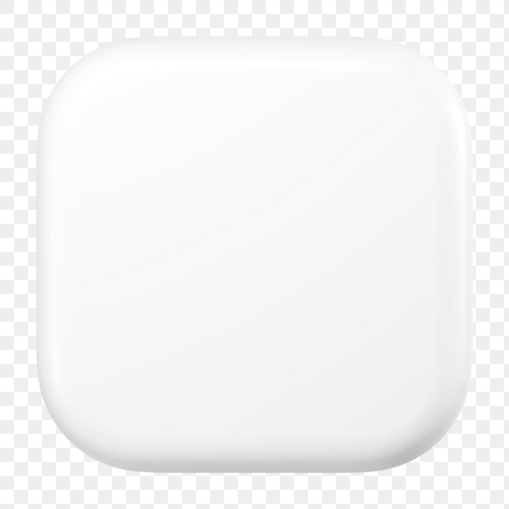 3D geometric shape png white square shaped badge sticker, transparent background
