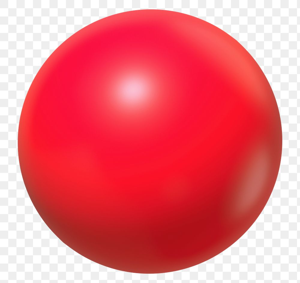 3D shape png red sphere sticker, transparent background