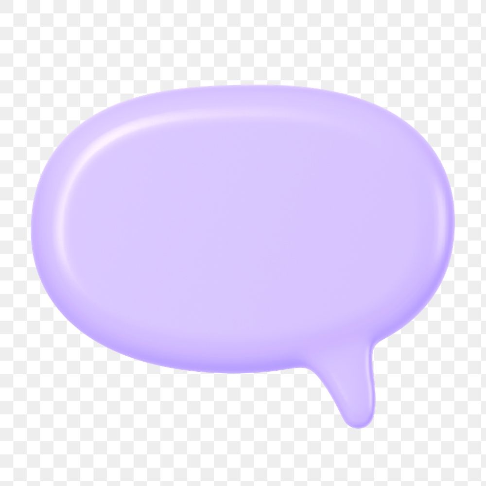 3D shape png purple speech bubble sticker, transparent background