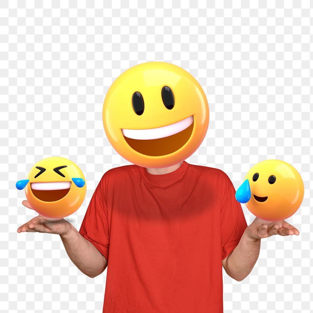 PNG 3D emoticon-headed man sticker remix, transparent background