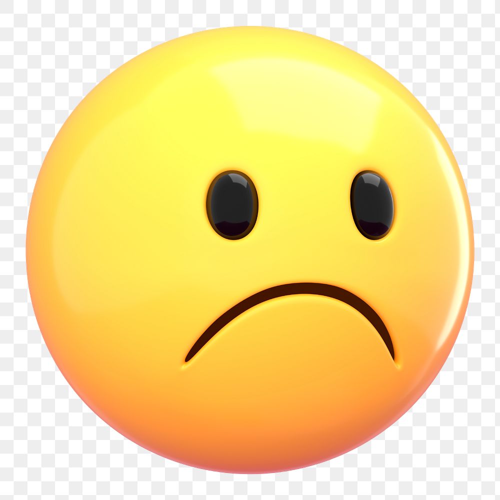 PNG 3D frowning emoticon sticker, transparent background