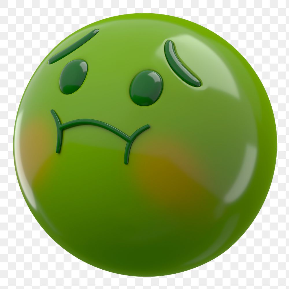 3D nauseated emoticon png sticker, transparent background