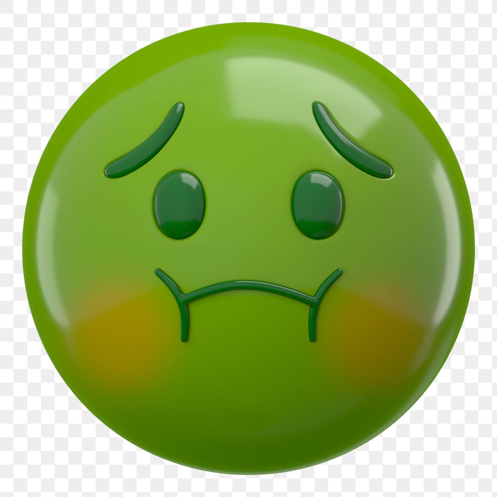 3D emoticon png nauseated face sticker, transparent background