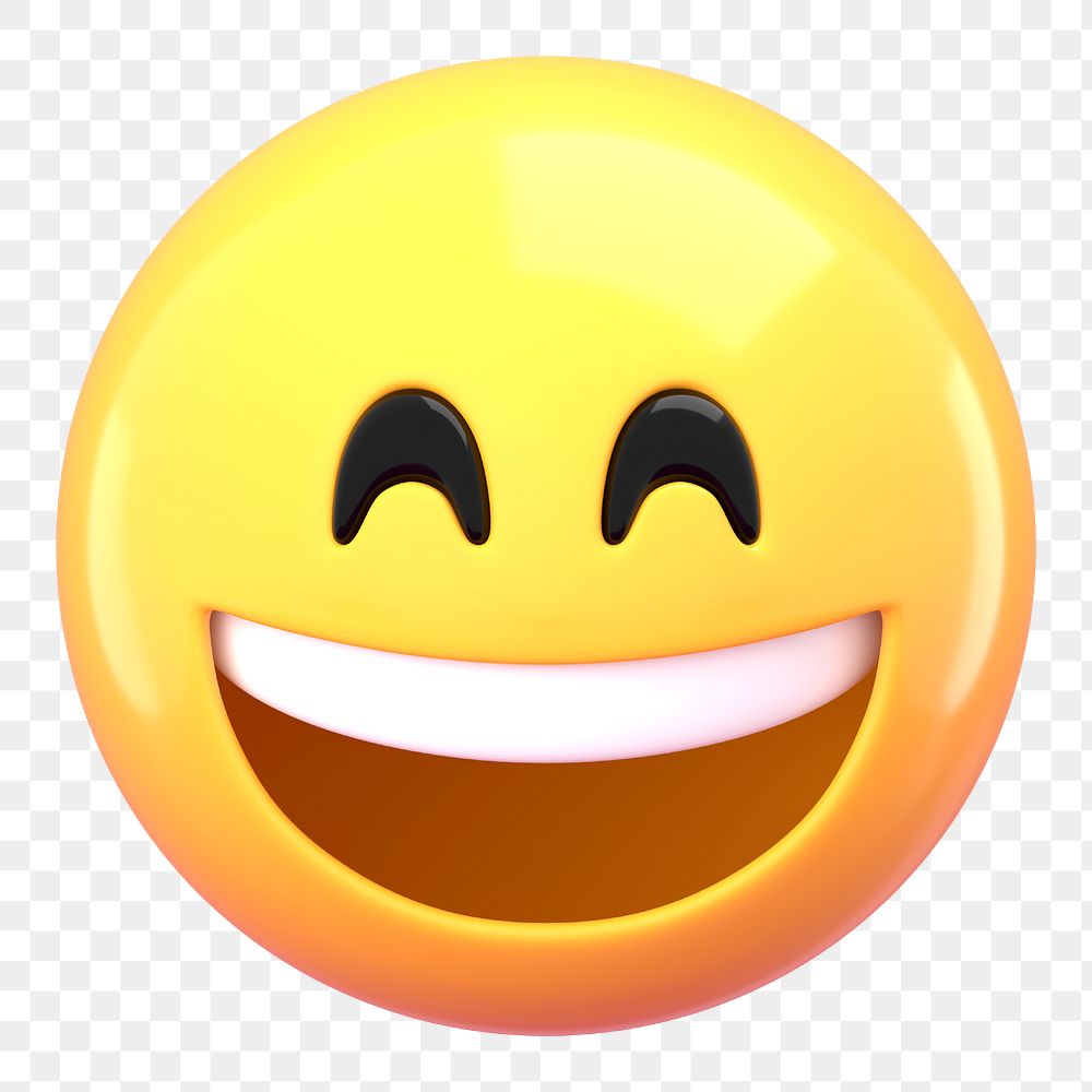 PNG 3D smiling emoticon sticker, transparent background