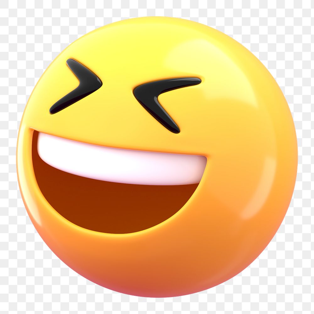 PNG 3D laughing emoticon sticker, transparent background