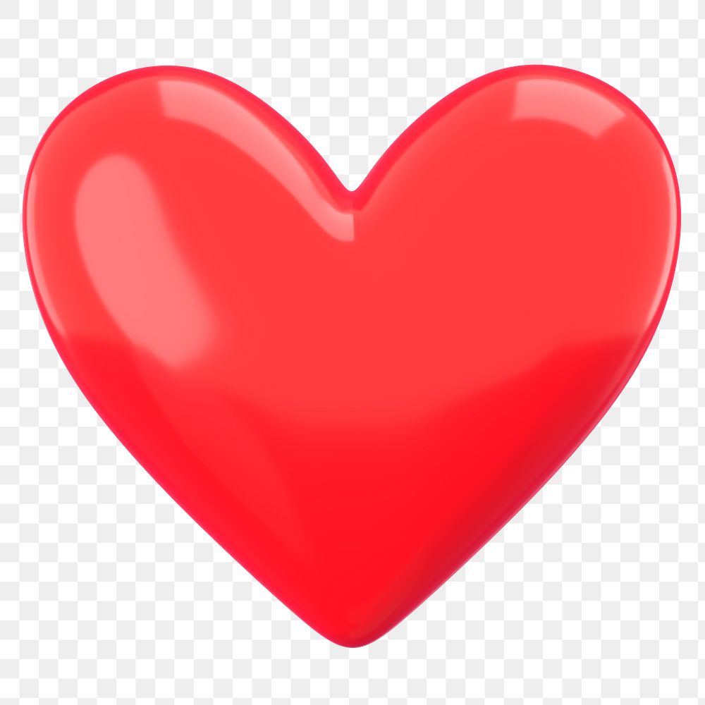 3D heart png Valentine's sticker, transparent background
