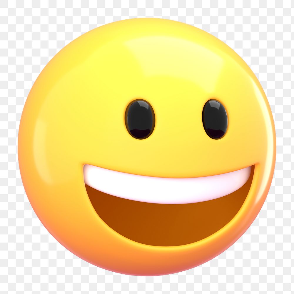 Happy face 3D png emoticon sticker, transparent background