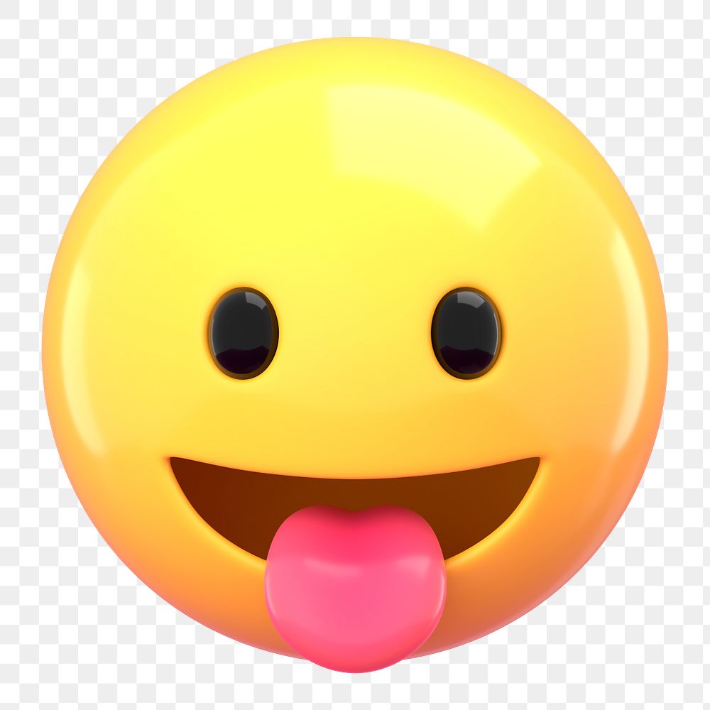 Tongue out  3D png emoticon sticker, transparent background