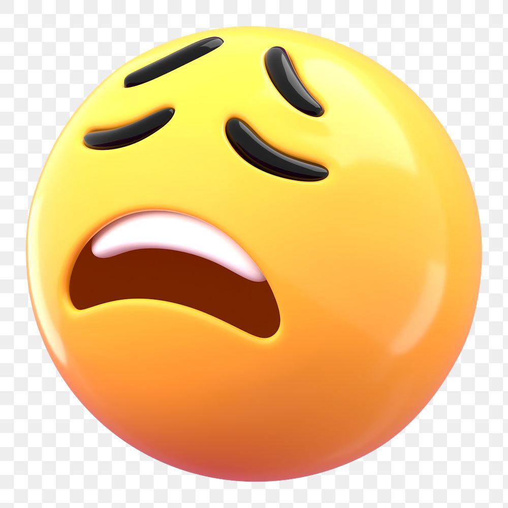 Disappointed face 3D png emoticon sticker, transparent background