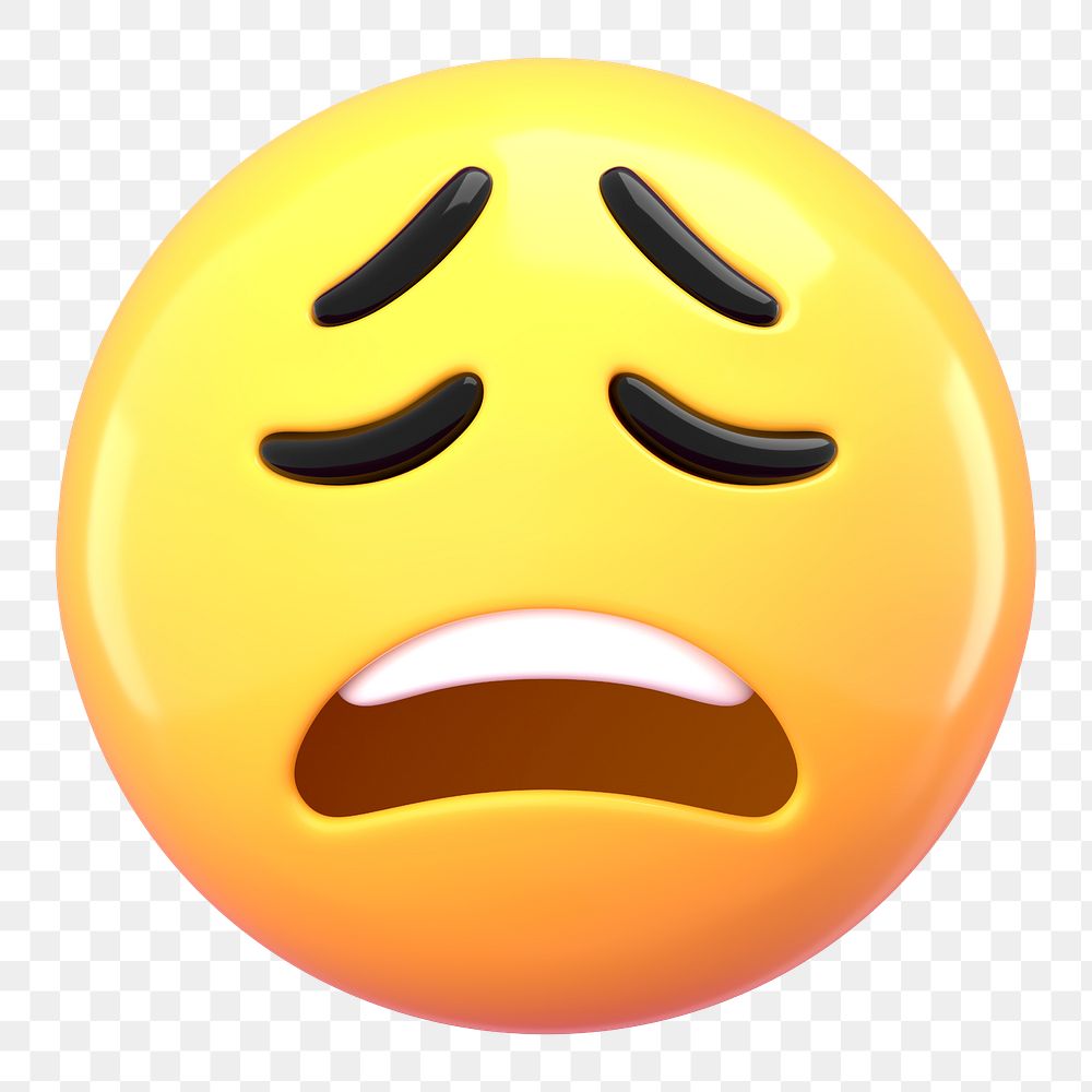 Disappointed face 3D png emoticon sticker, transparent background