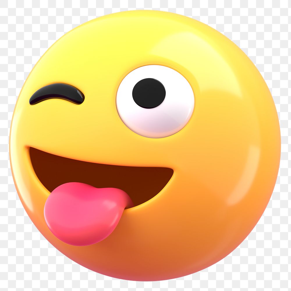 Silly face 3D png emoticon sticker, transparent background
