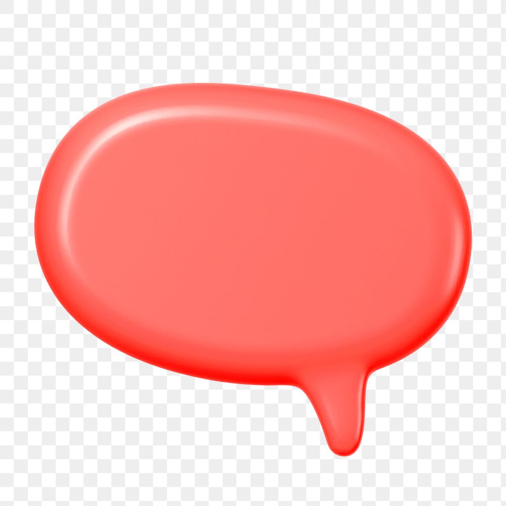 PNG 3D red speech bubble sticker, transparent background