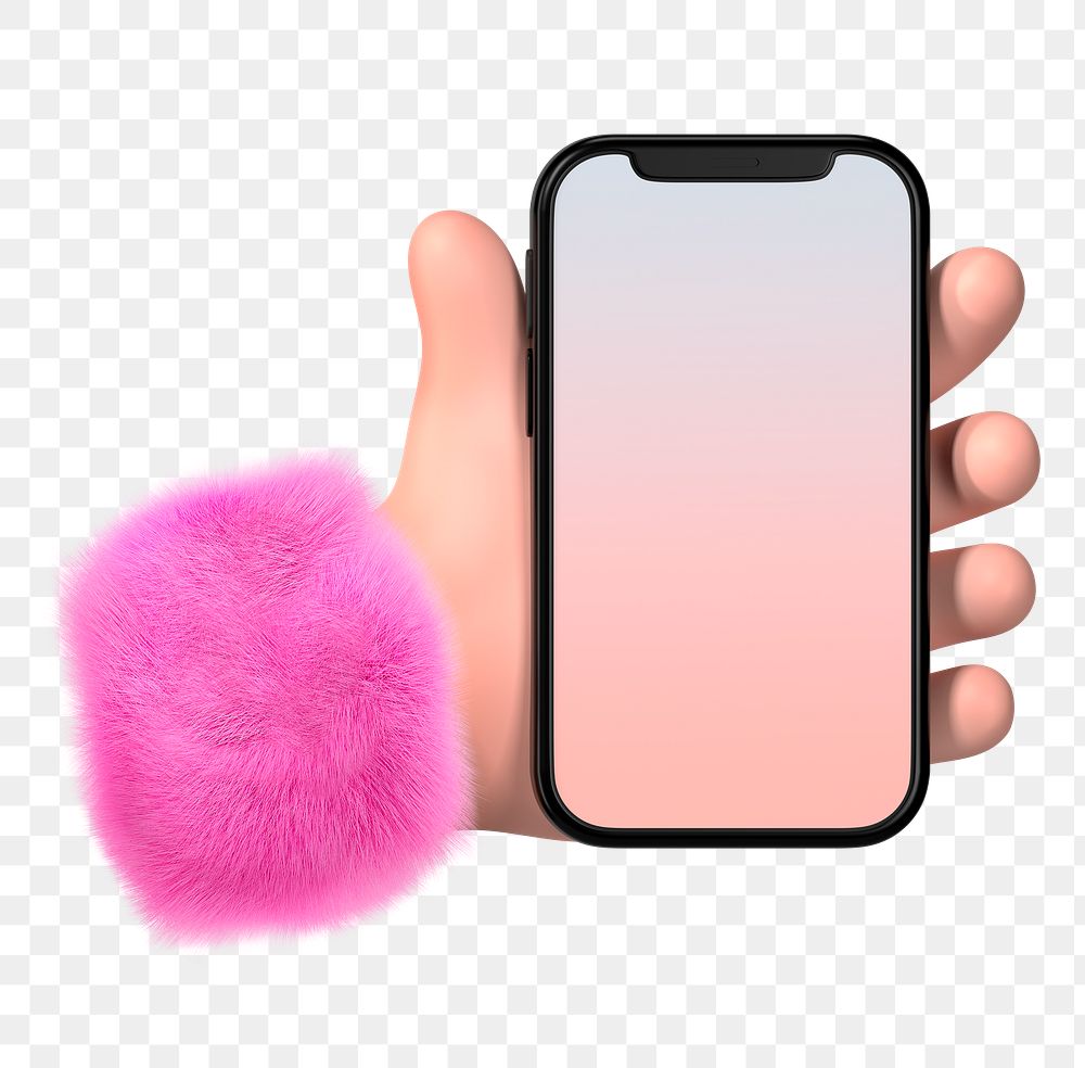 PNG 3D hand holding a phone sticker, transparent background