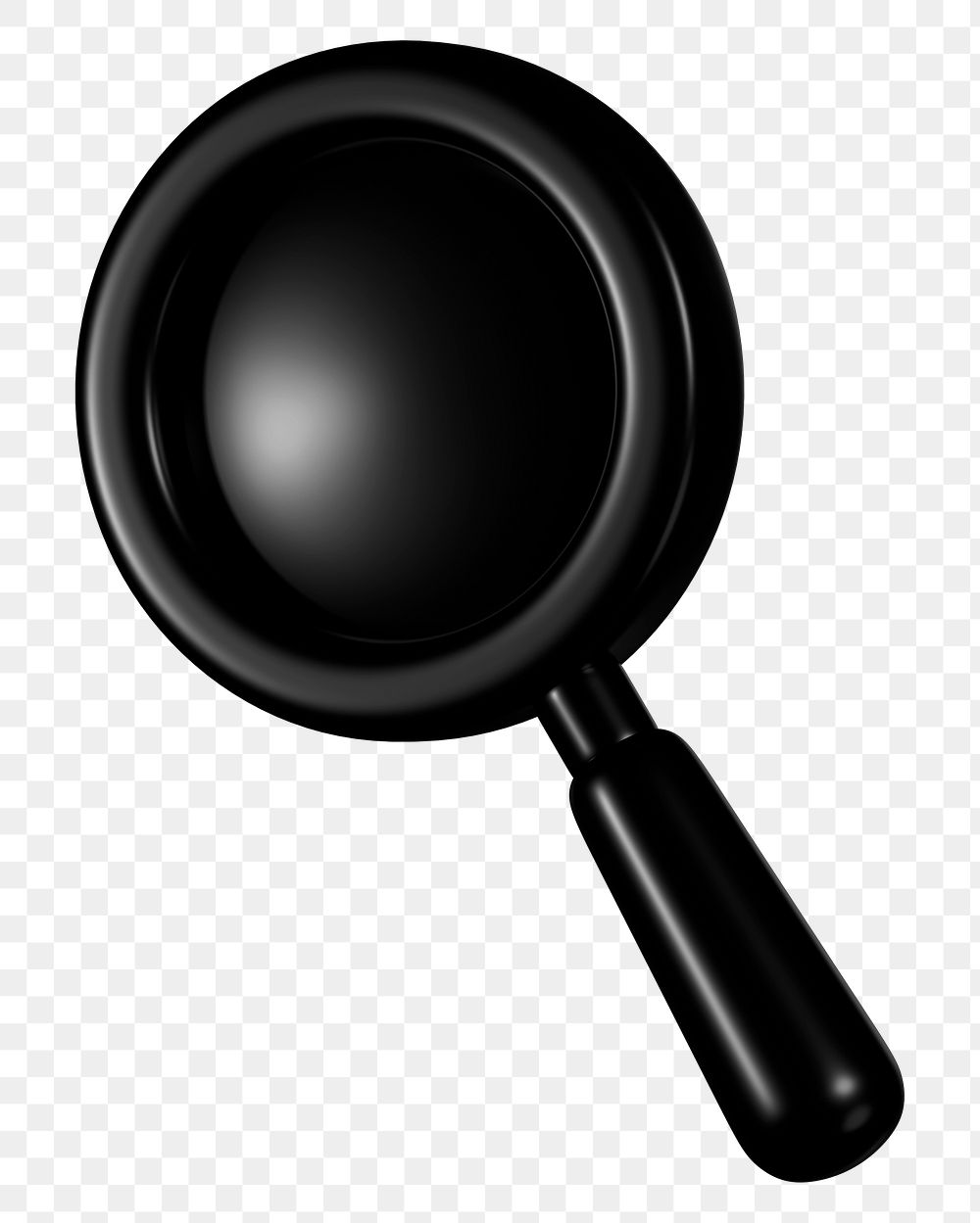 Black magnifying glass png 3D icon sticker, transparent background