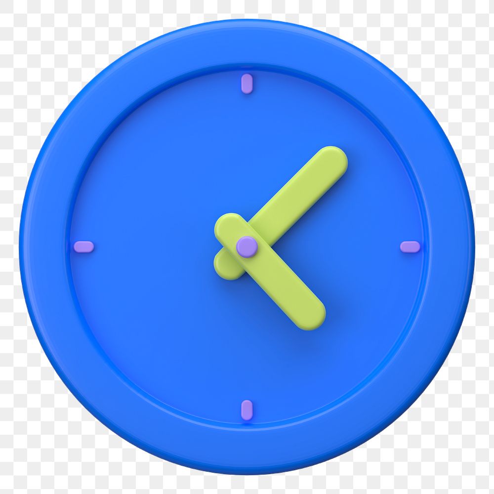 Blue clock png 3D business icon sticker, transparent background