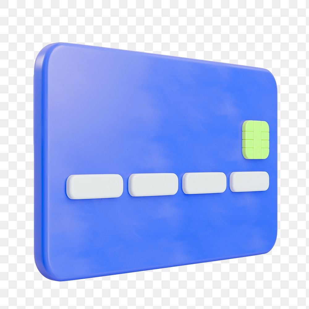Blue credit card png 3D rendered sticker, transparent background