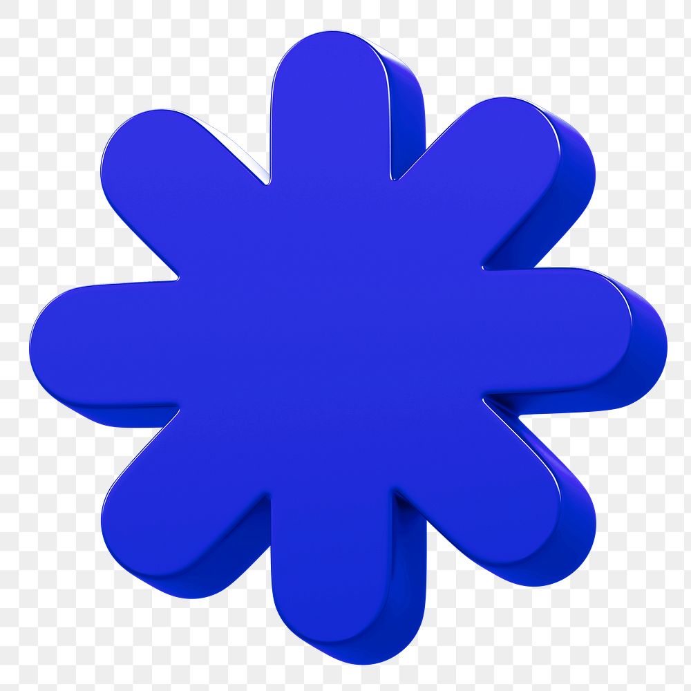 Blue flower badge png sticker, transparent background