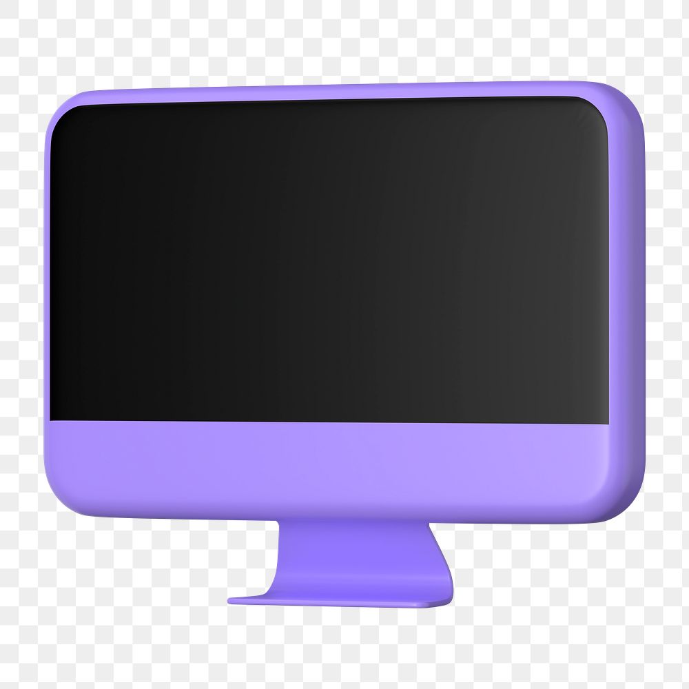 Purple 3d computer png sticker, transparent background