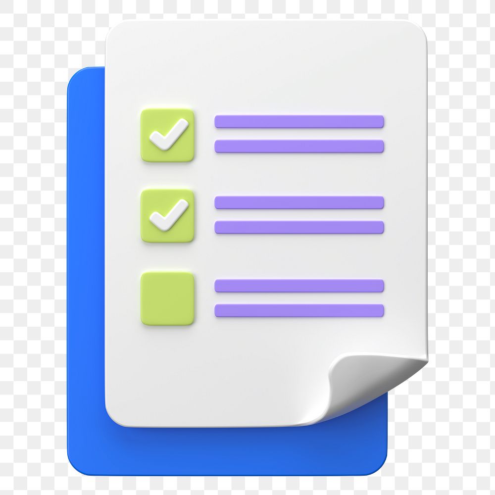 Task manager list png 3D business icon sticker, transparent background
