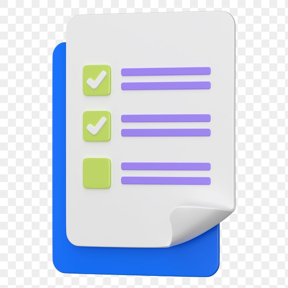 Task checklist png 3D business icon sticker, transparent background