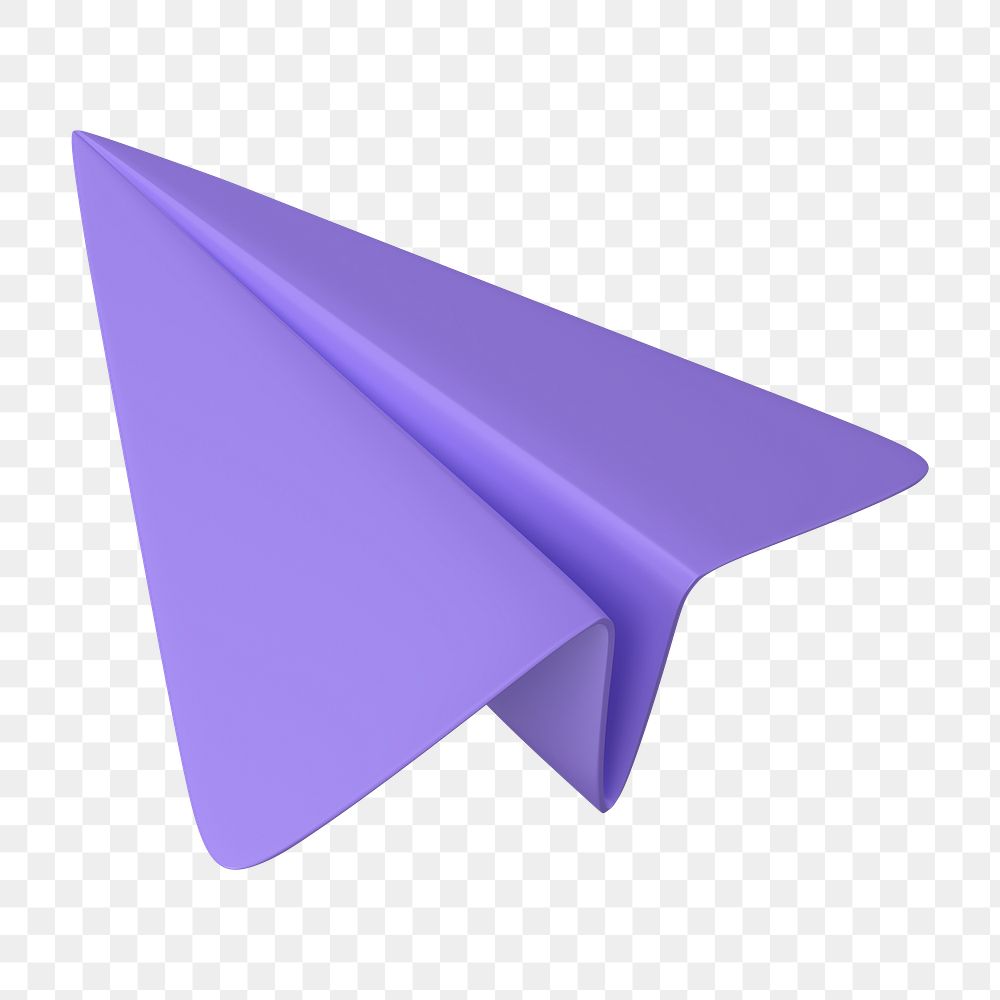 Purple paper plane png 3D icon sticker, transparent background