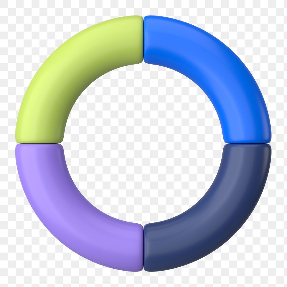 Donut chart graph png 3D shape sticker, transparent background