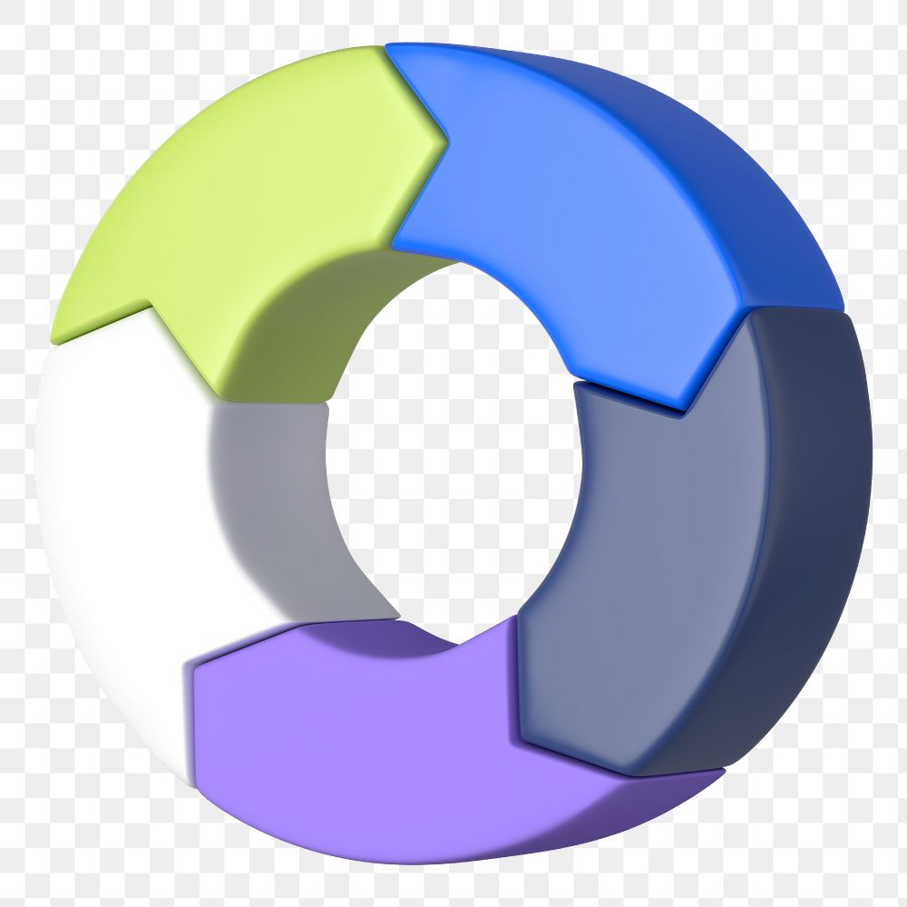 Circular chart graph png 3D shape sticker, transparent background
