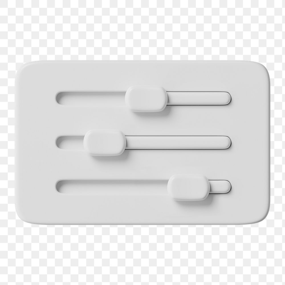 3D control panel png sticker, adjustable bar graphic, transparent background