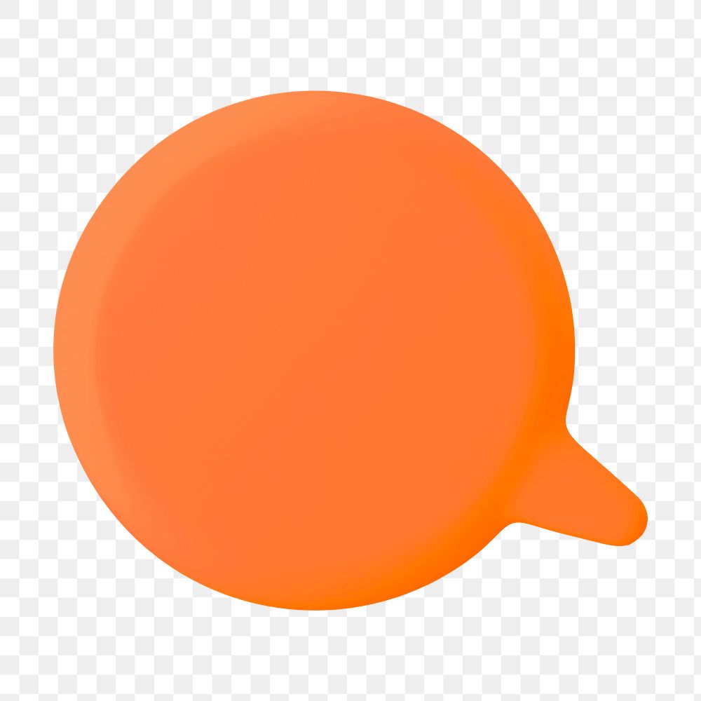 Orange speech bubble png sticker, 3D shape, transparent background