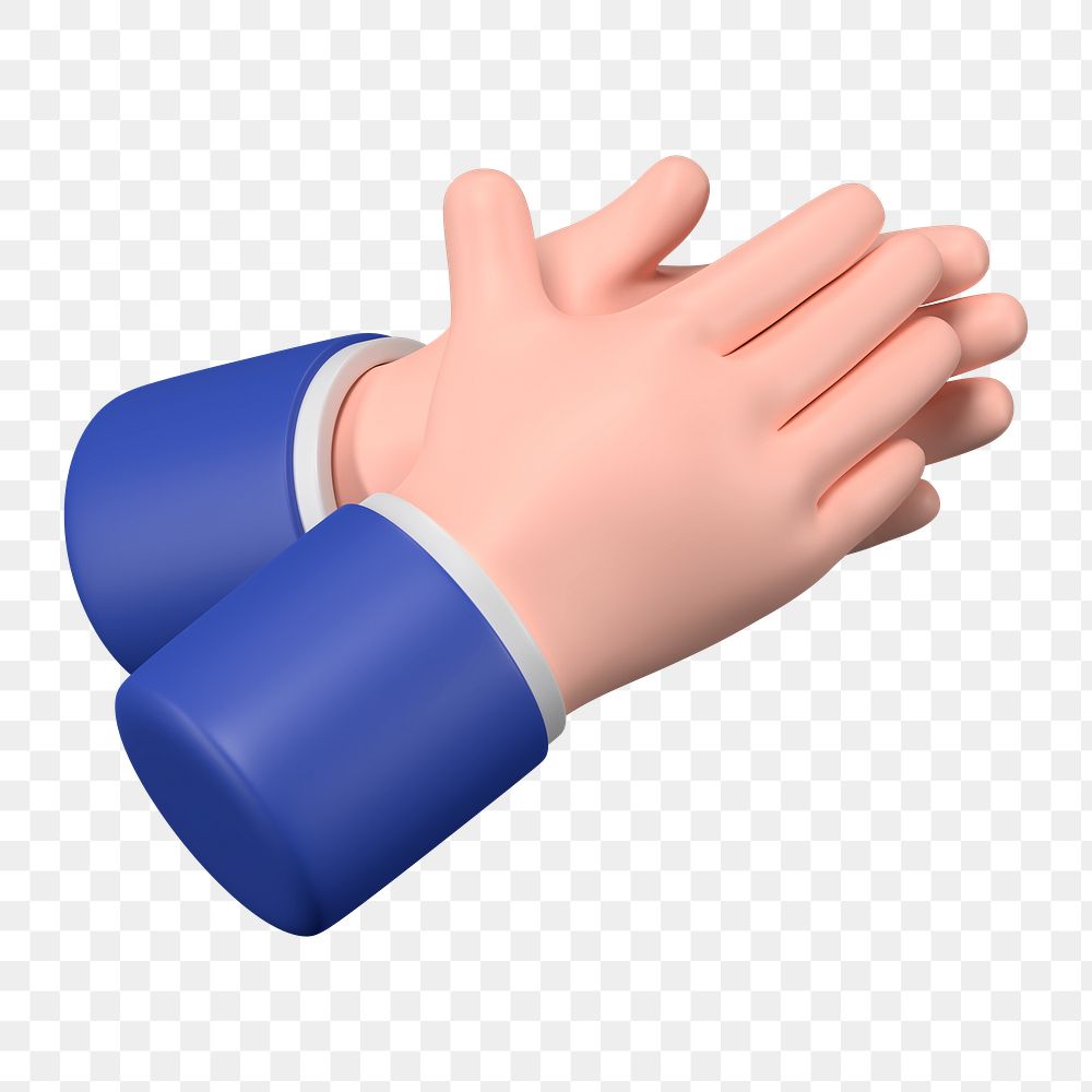 Businessman clapping hands png sticker, business etiquette in 3D, transparent background