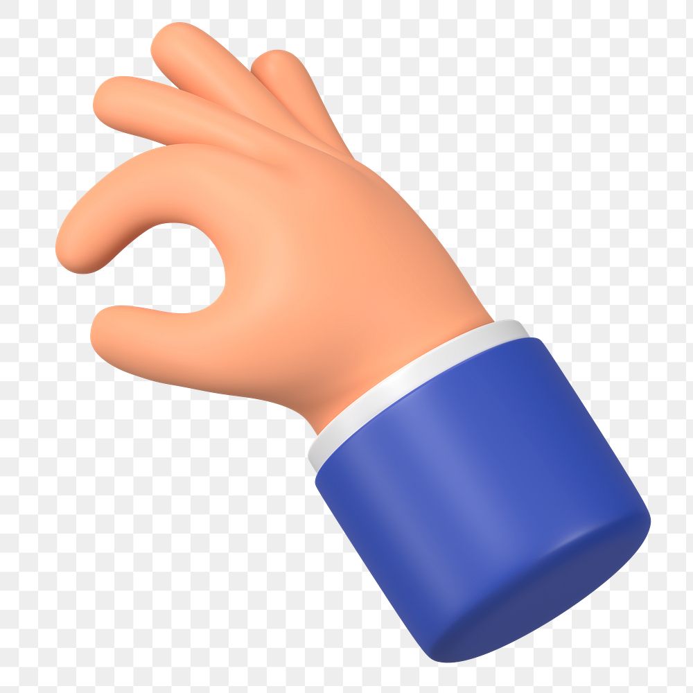 Hand png picking something up gesture, 3D illustration, transparent background