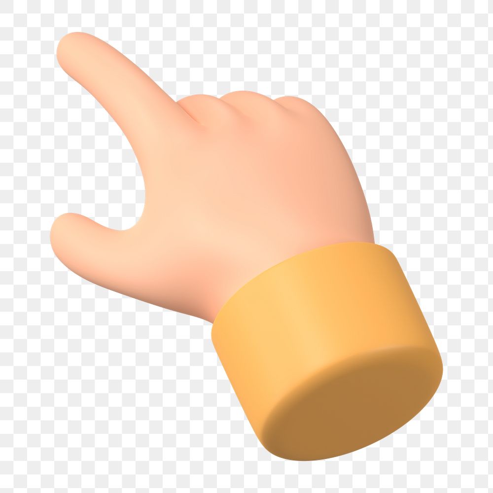 Finger-pointing hand png gesture, 3D illustration, transparent background