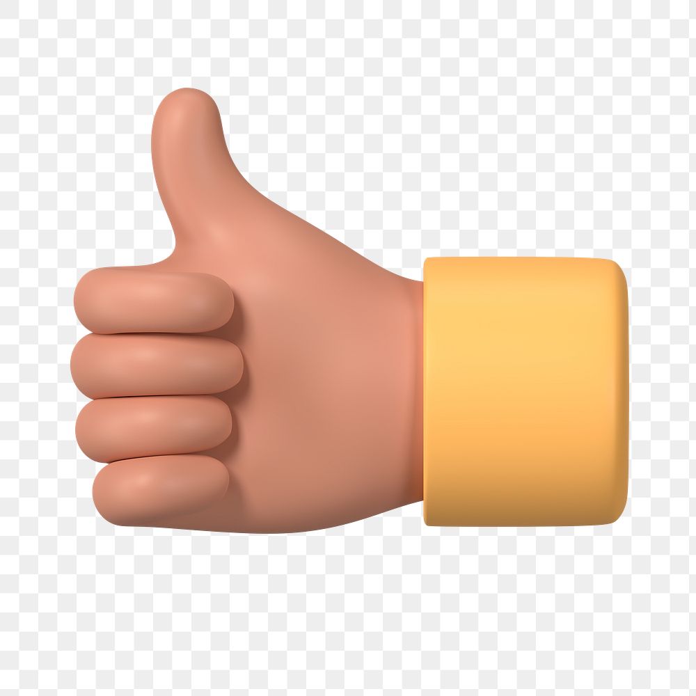 Thumbs up png, hand gesture in 3D design, transparent background