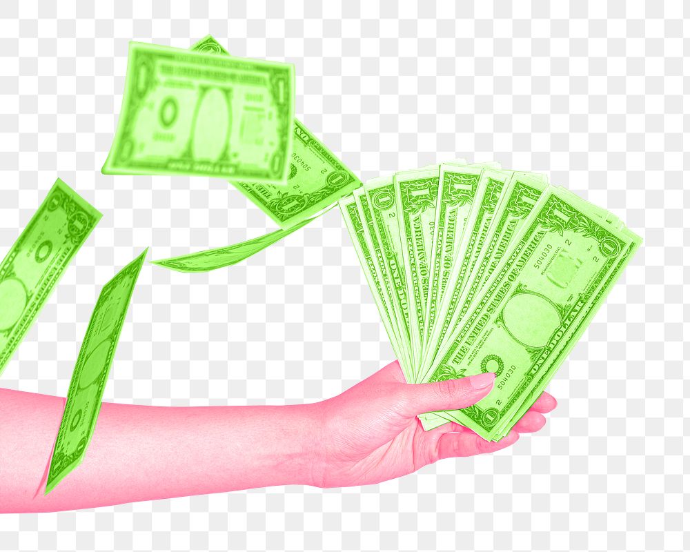 PNG hand holding money, payment sticker, transparent background