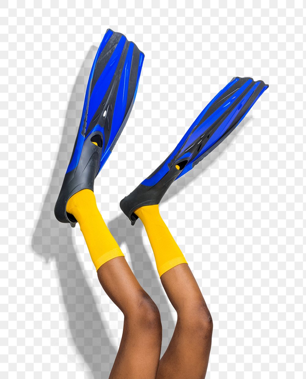 PNG legs with scuba fins, hobby sticker, transparent background