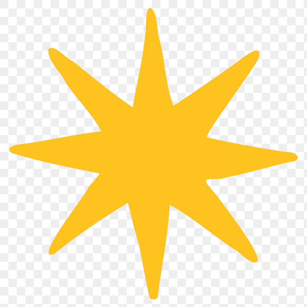 Yellow starburst png doodle logo sticker, transparent background