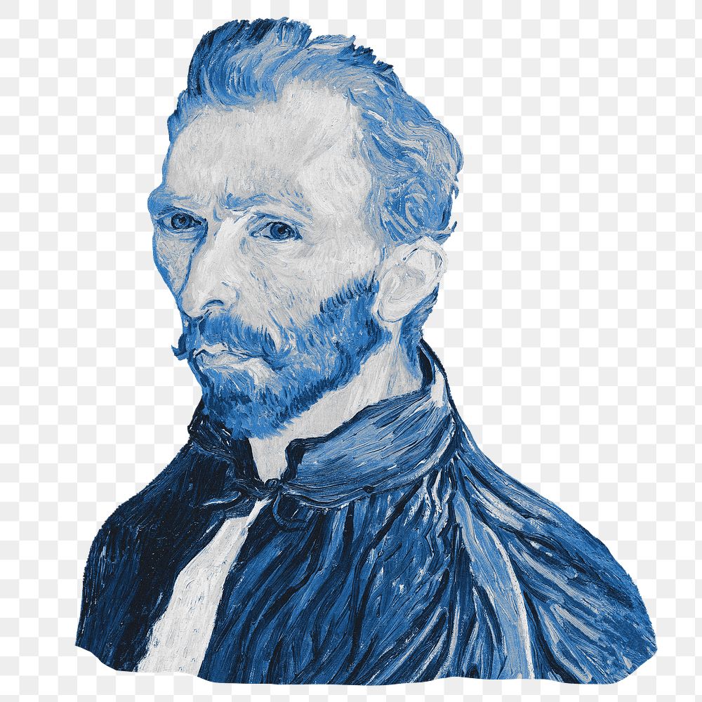 Van Gogh's portrait png sticker, transparent background. Remixed by rawpixel