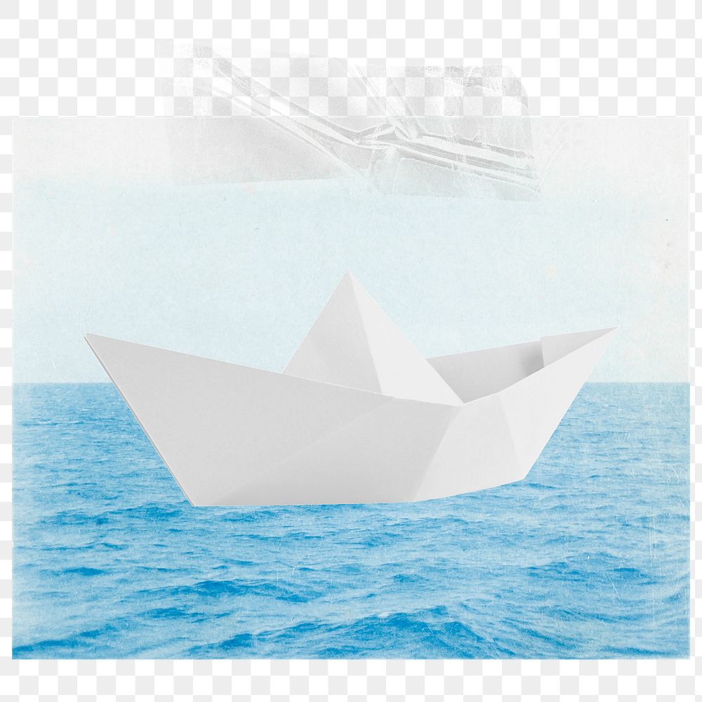 Aesthetic paper boat png sticker, transparent background