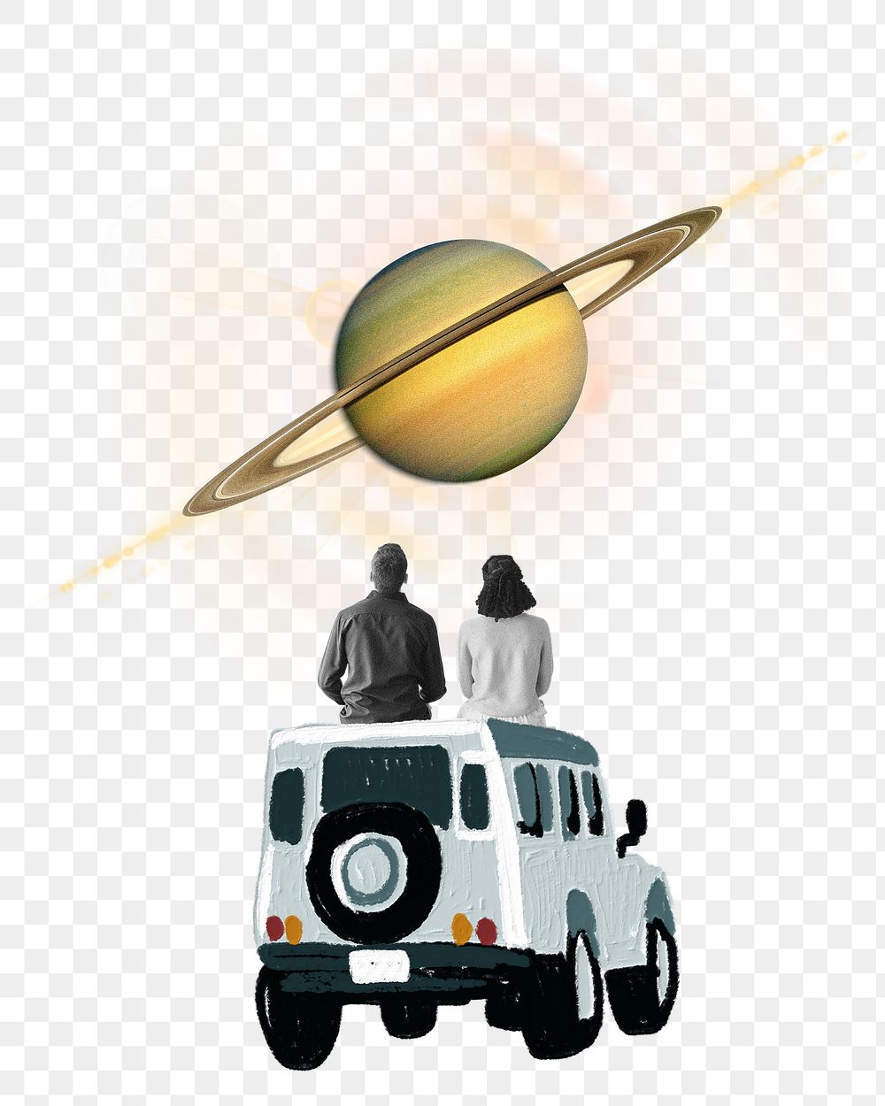 Road trip png sticker, Saturn planet, transparent background