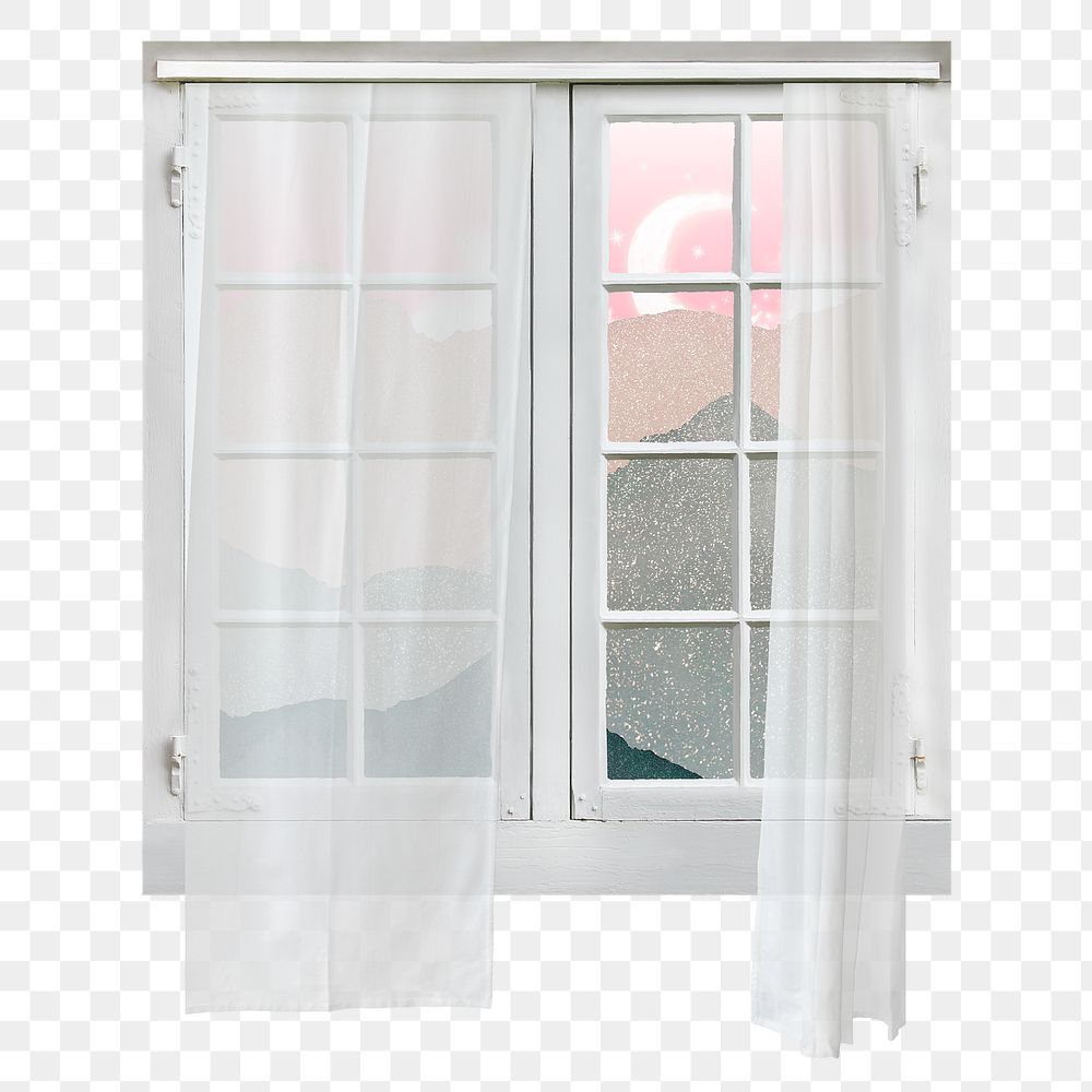 Aesthetic window png sticker, transparent background
