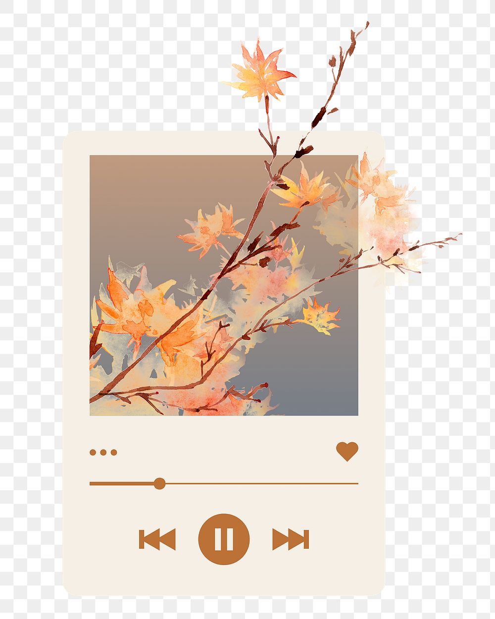 Autumn music playlist png sticker, transparent background