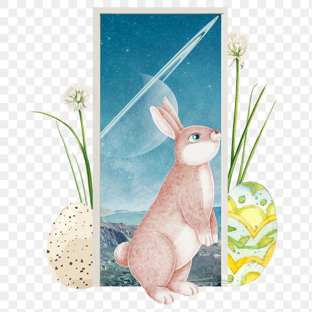 Vintage Easter rabbit png sticker, transparent background